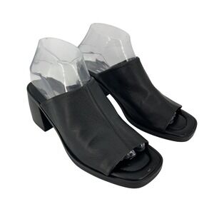 Vintage Amanda Smith Sandals Shoes Womens Size 8 Leather Slide Mules Block Heel